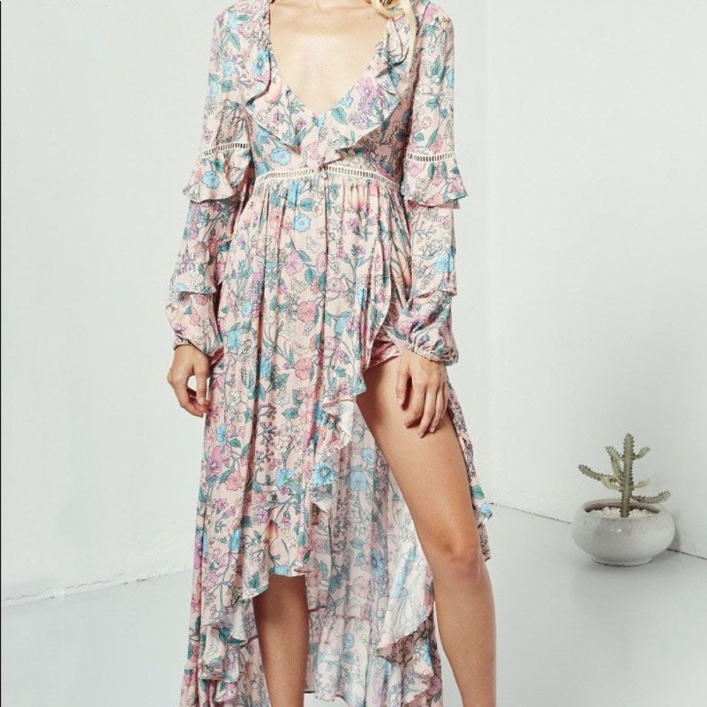 Spell sayulita frill gown